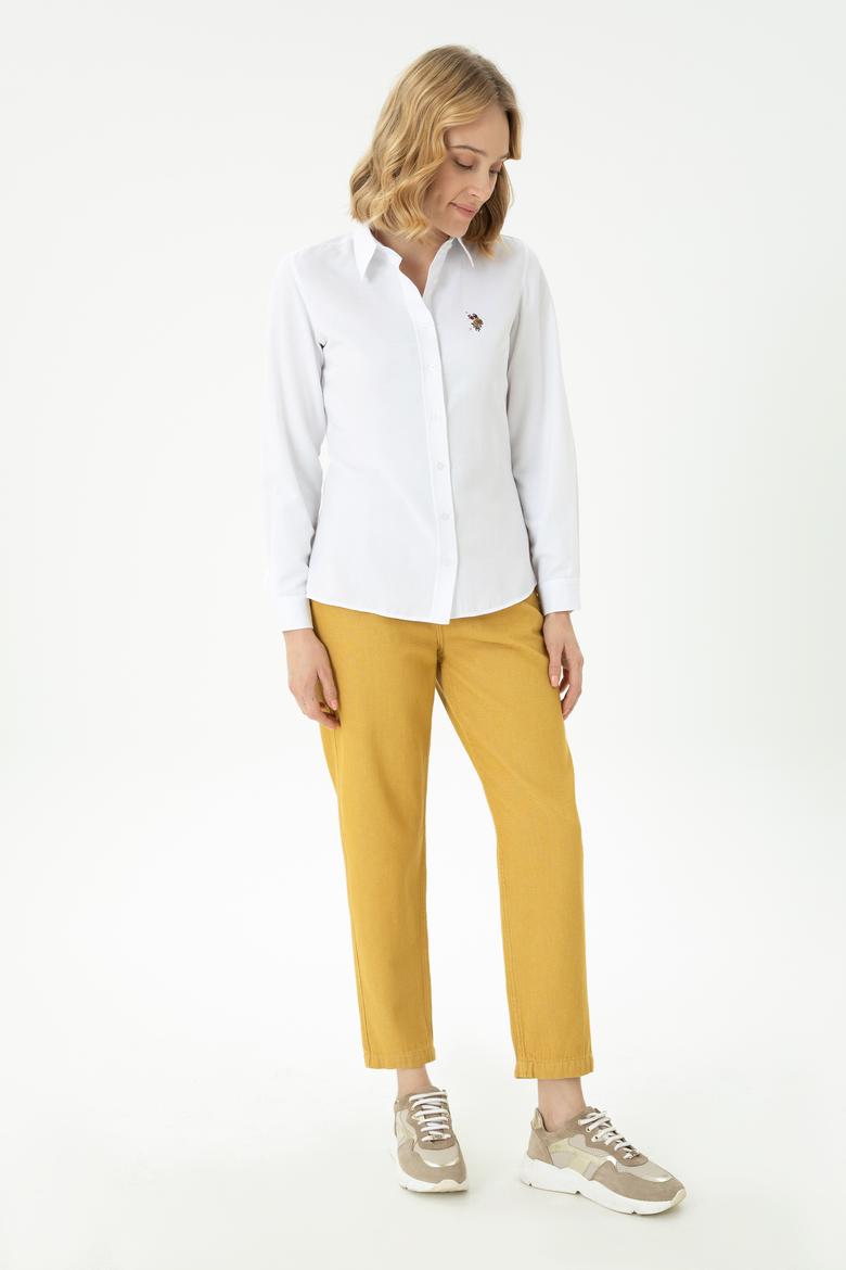 Kadın Beyaz Uzun Kollu Basic Gömlek - 50271935002