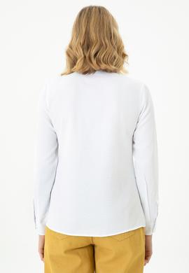 Kadın Beyaz Uzun Kollu Basic Gömlek - 50271935002