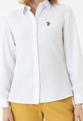 Kadın Beyaz Uzun Kollu Basic Gömlek - 50271935002