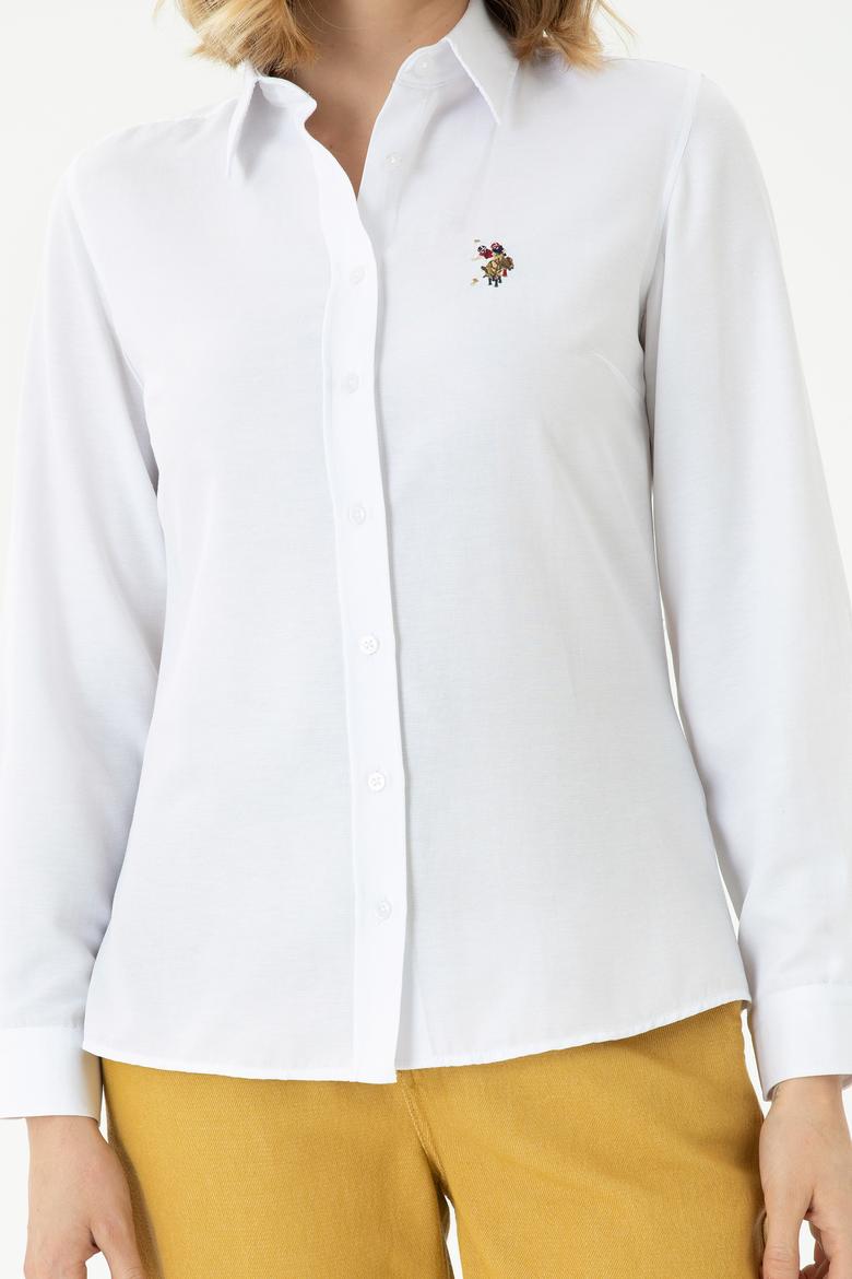 Kadın Beyaz Uzun Kollu Basic Gömlek - 50271935002