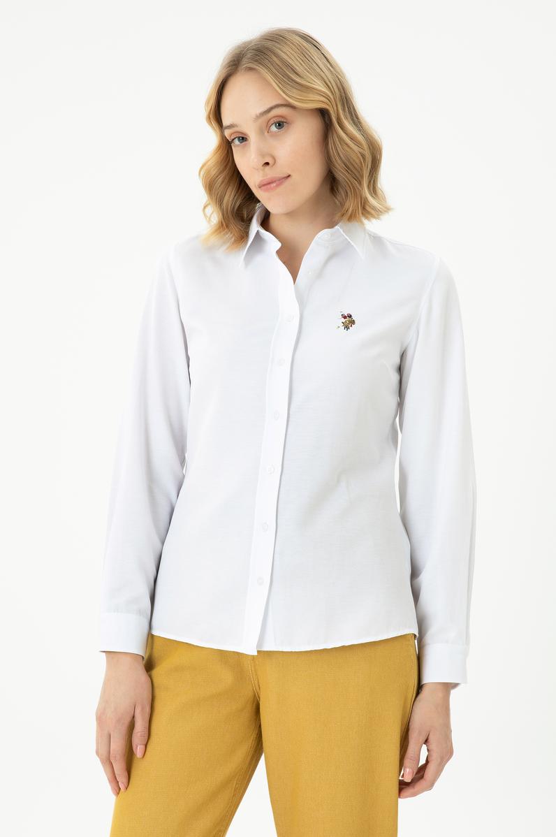 Kadın Beyaz Uzun Kollu Basic Gömlek