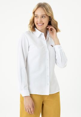 Kadın Beyaz Uzun Kollu Basic Gömlek - 50271935002