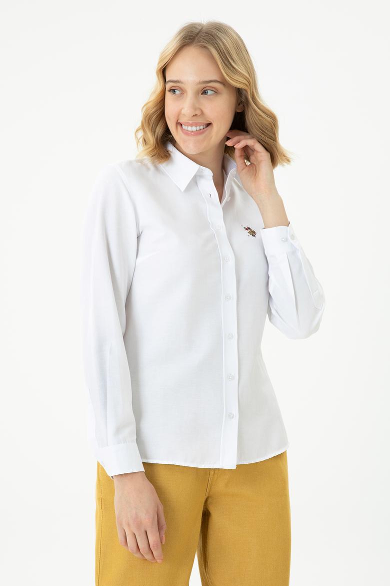 Kadın Beyaz Uzun Kollu Basic Gömlek - 50271935002