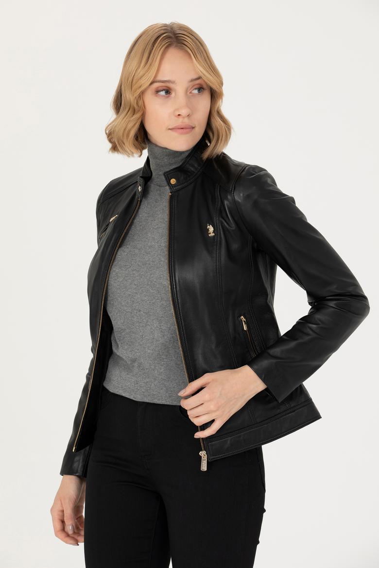 Kadın Siyah Deri Ceket - 50278987001