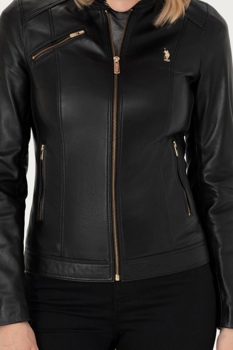 Kadın Siyah Deri Ceket - 50278987001