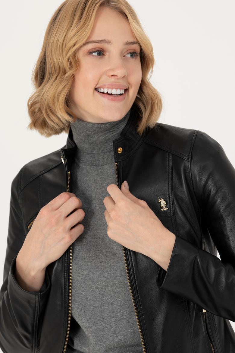 Kadın Siyah Deri Ceket - 50278987001