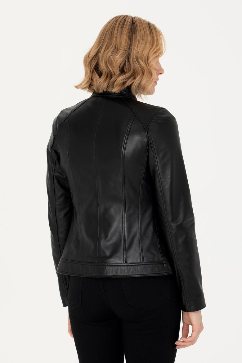 Kadın Siyah Deri Ceket - 50278987001