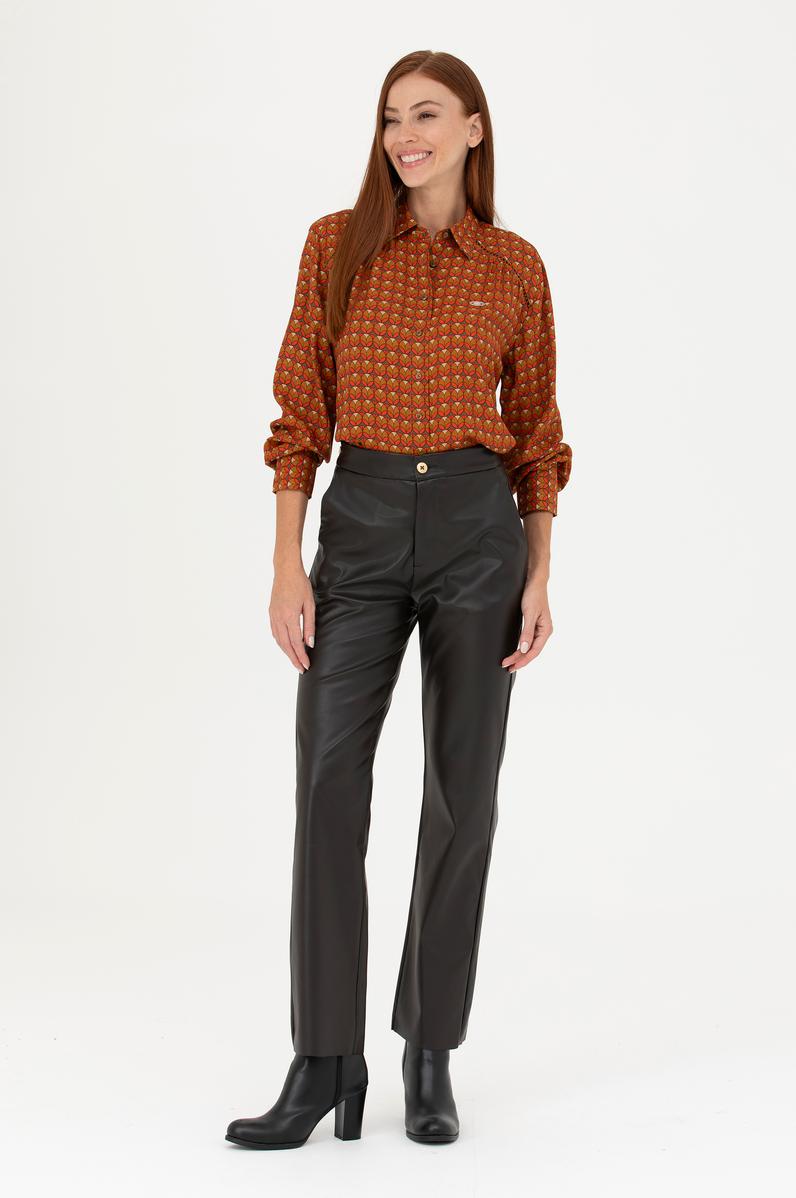 Kadın Kahverengi Straight Fit Pantolon