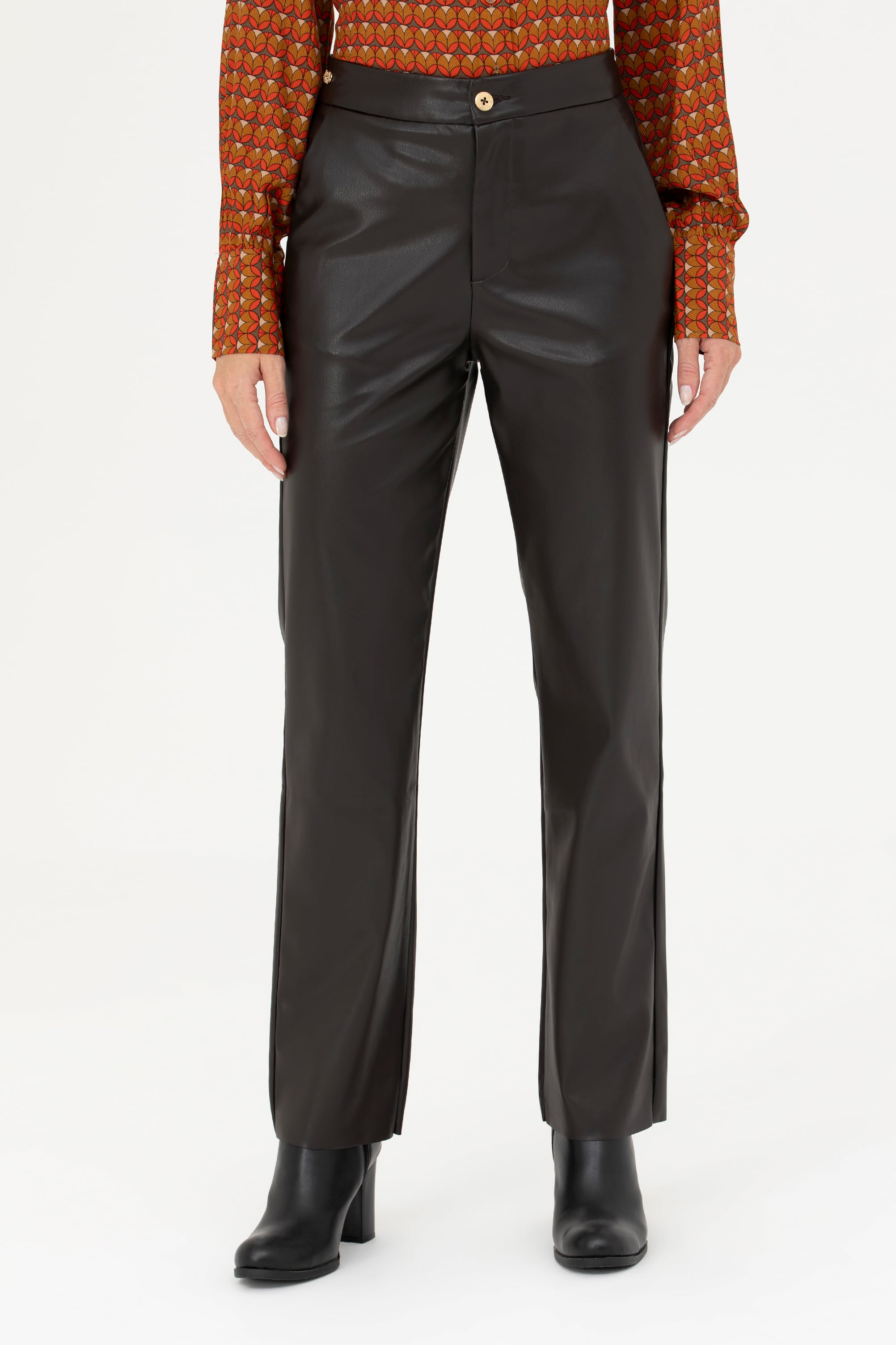 Kadın Kahverengi Straight Fit Pantolon - Image 2