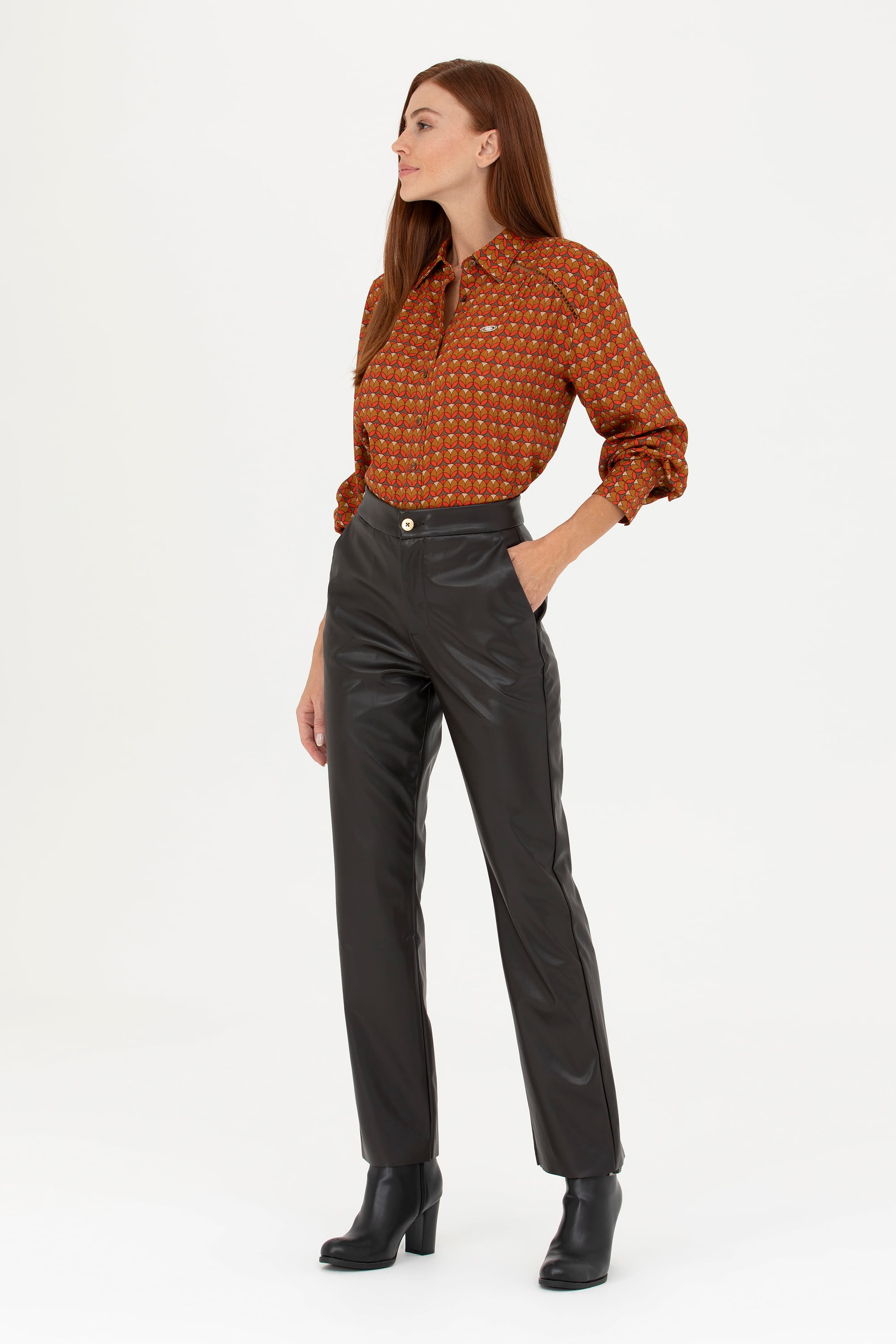 Kadın Kahverengi Straight Fit Pantolon - Image 3