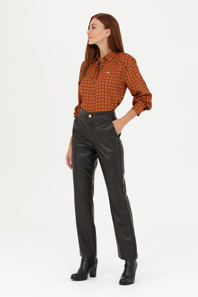 Kadın Kahverengi Straight Fit Pantolon - 50277151003