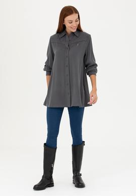 Kadın Antrasit Uzun Kollu Gömlek - 50271426004