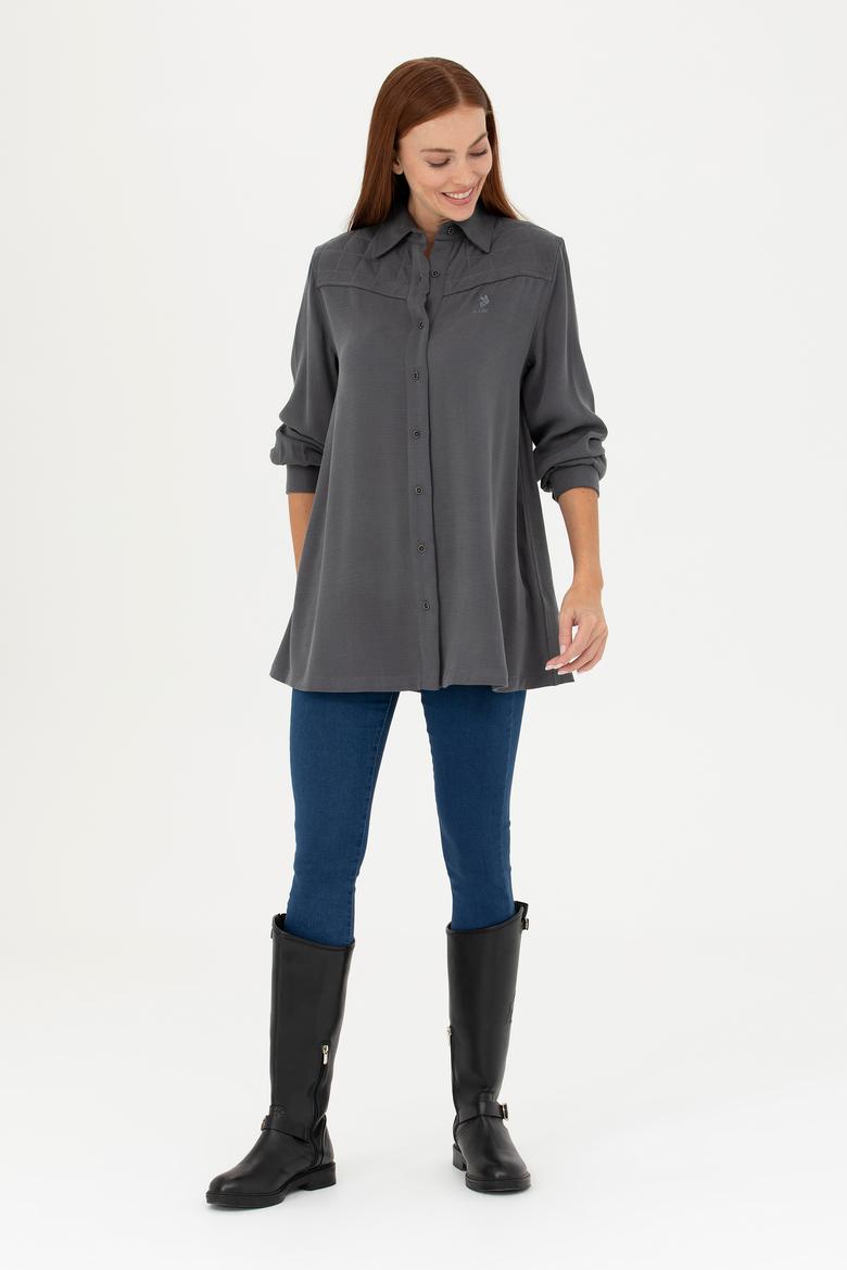 Kadın Antrasit Uzun Kollu Gömlek - 50271426004