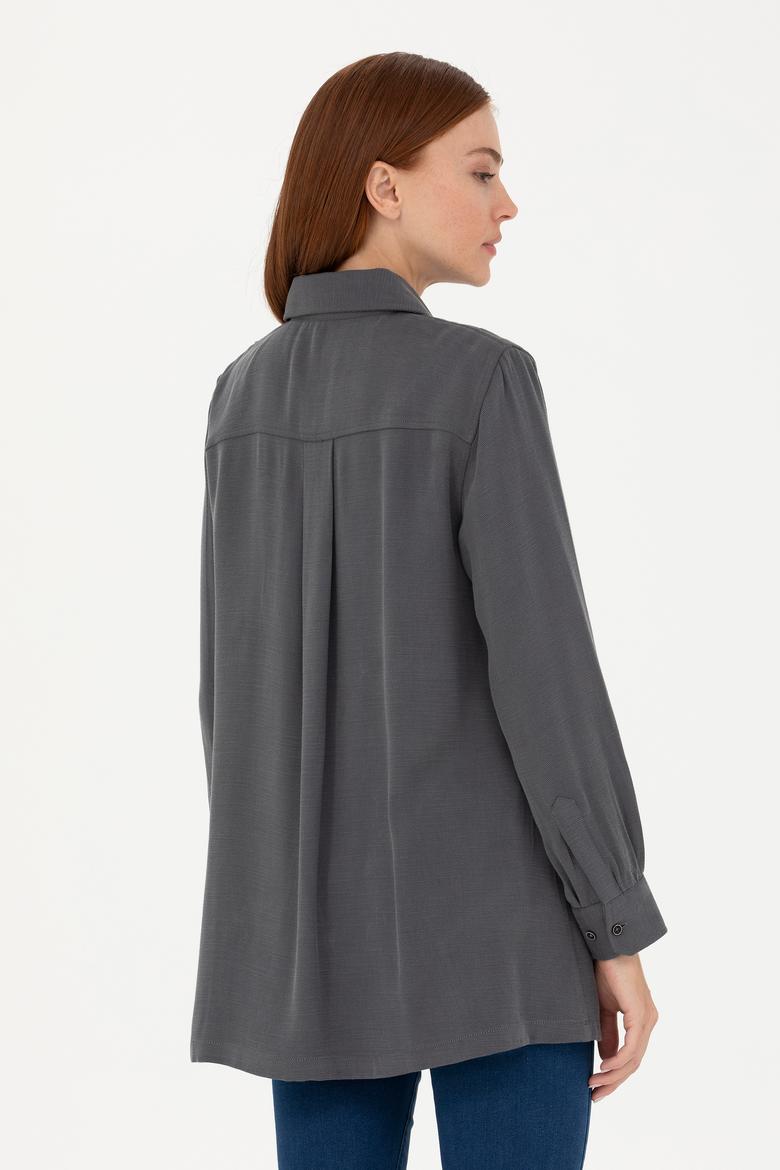 Kadın Antrasit Uzun Kollu Gömlek - 50271426004