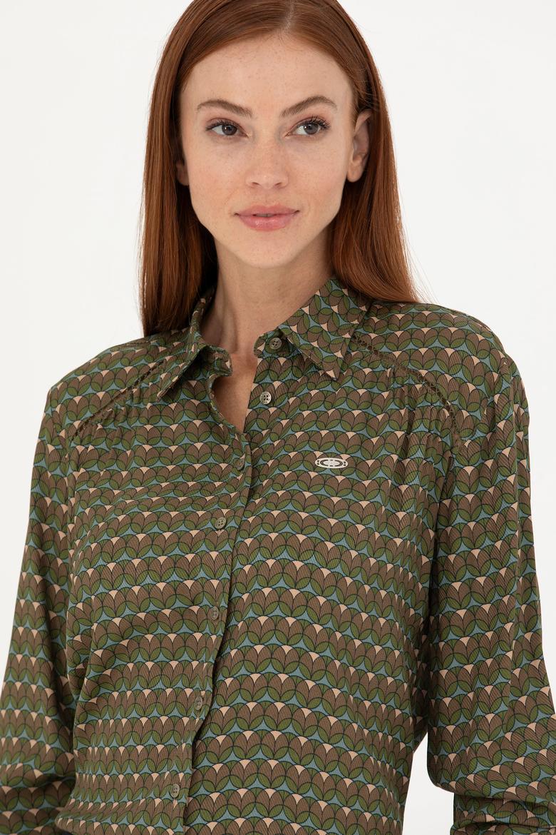 Kadın Yeşil Uzun Kollu Gömlek - 50271541037