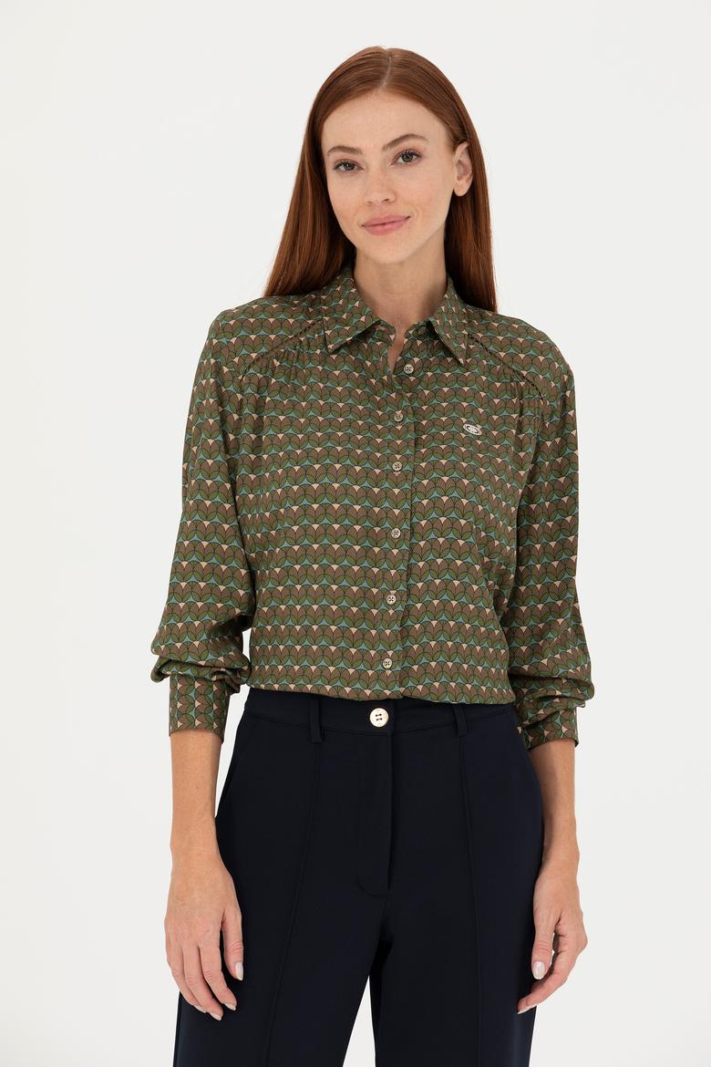 Kadın Yeşil Uzun Kollu Gömlek - 50271541037