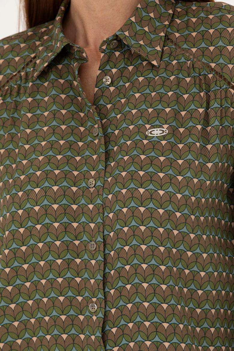 Kadın Yeşil Uzun Kollu Gömlek - 50271541037