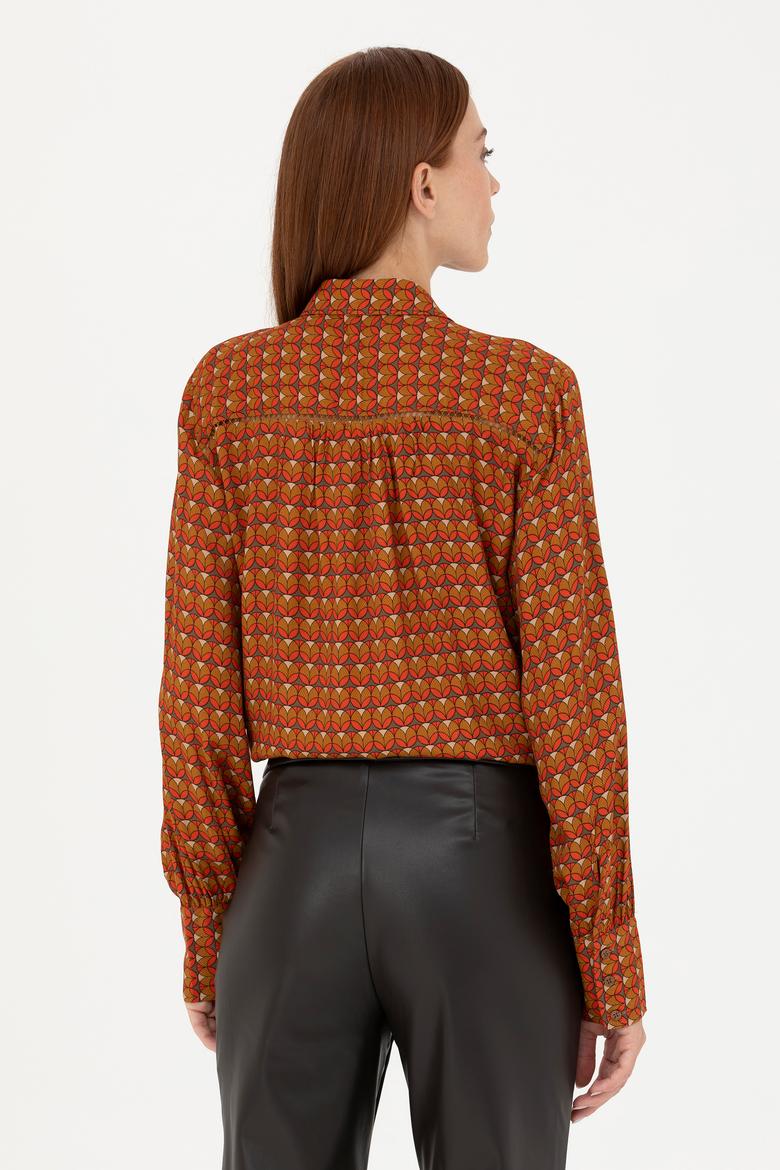 Kadın Turuncu Uzun Kollu Gömlek - 50271541026