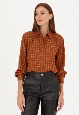 Kadın Turuncu Uzun Kollu Gömlek - 50271541026