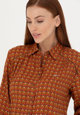 Kadın Turuncu Uzun Kollu Gömlek - 50271541026