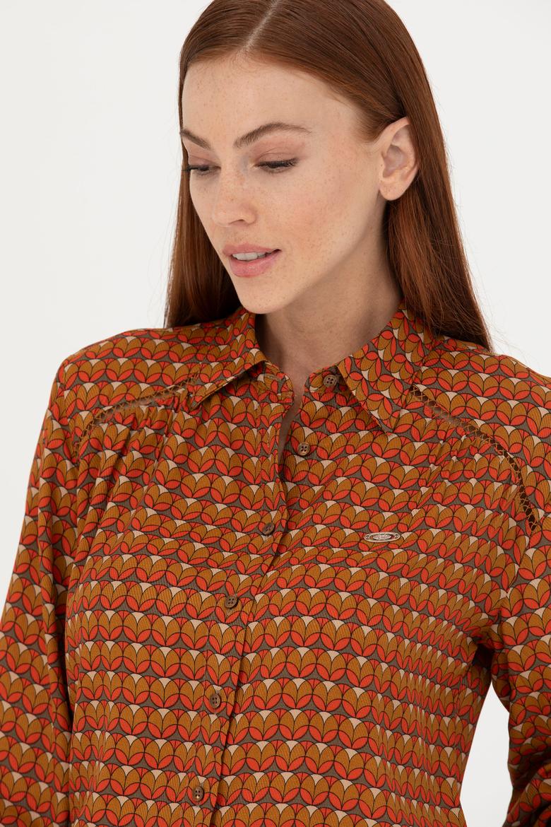 Kadın Turuncu Uzun Kollu Gömlek - 50271541026