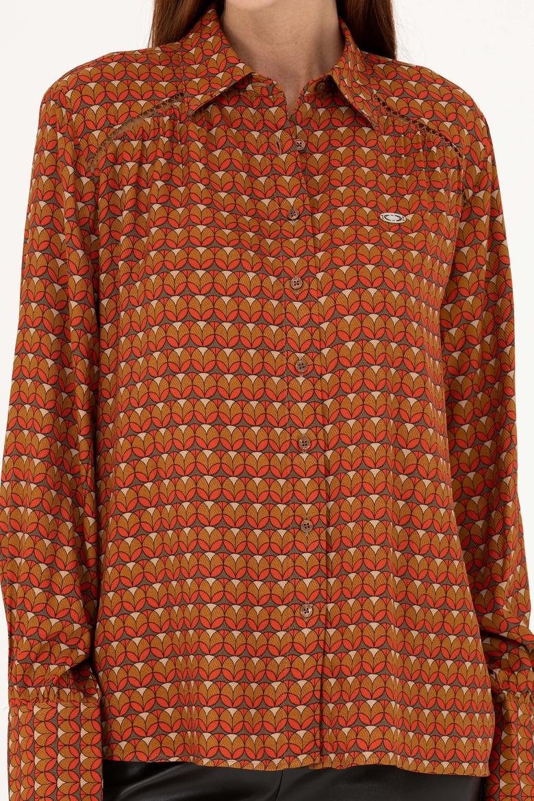 Kadın Turuncu Uzun Kollu Gömlek - 50271541026