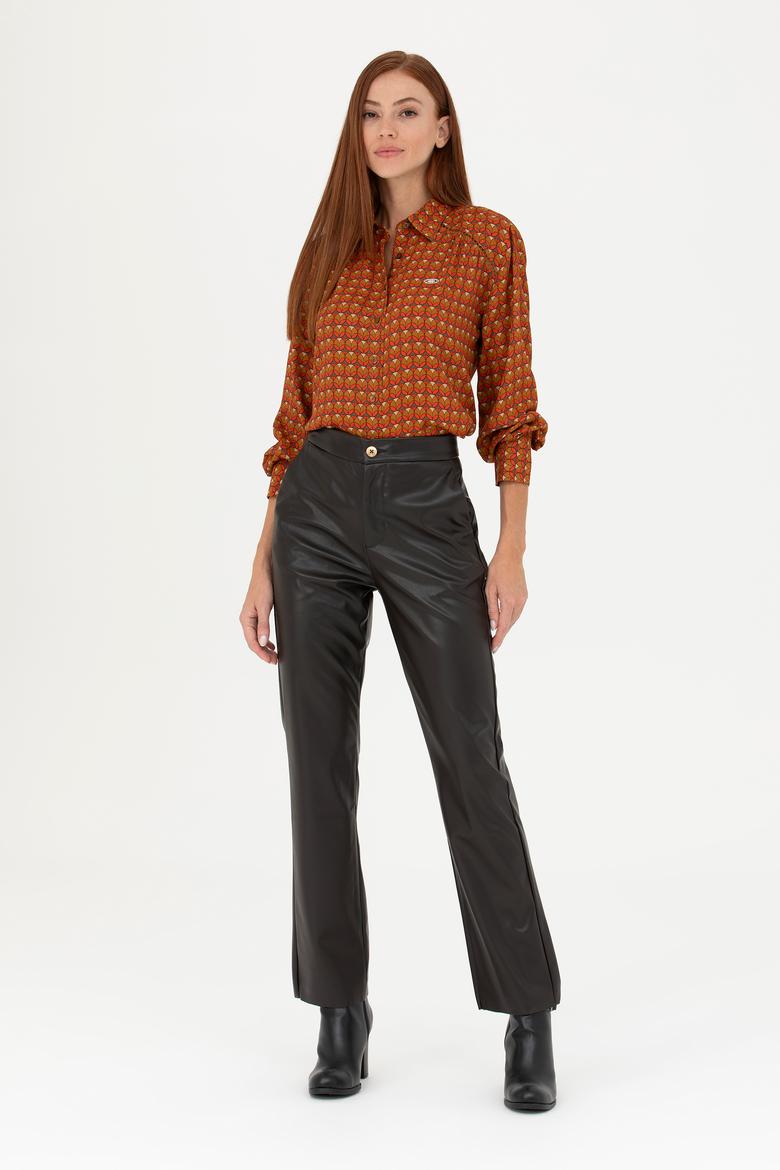 Kadın Turuncu Uzun Kollu Gömlek - 50271541026