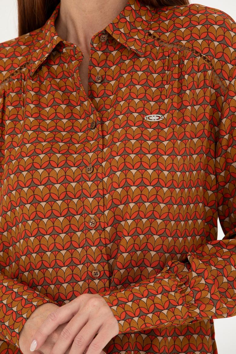 Kadın Turuncu Uzun Kollu Gömlek - 50271541026