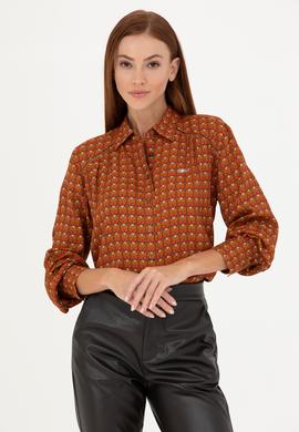 Kadın Turuncu Uzun Kollu Gömlek - 50271541026