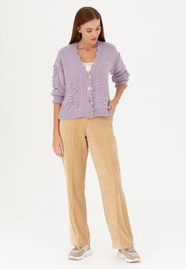 Kadın Lila Triko Hırka - 50270457024