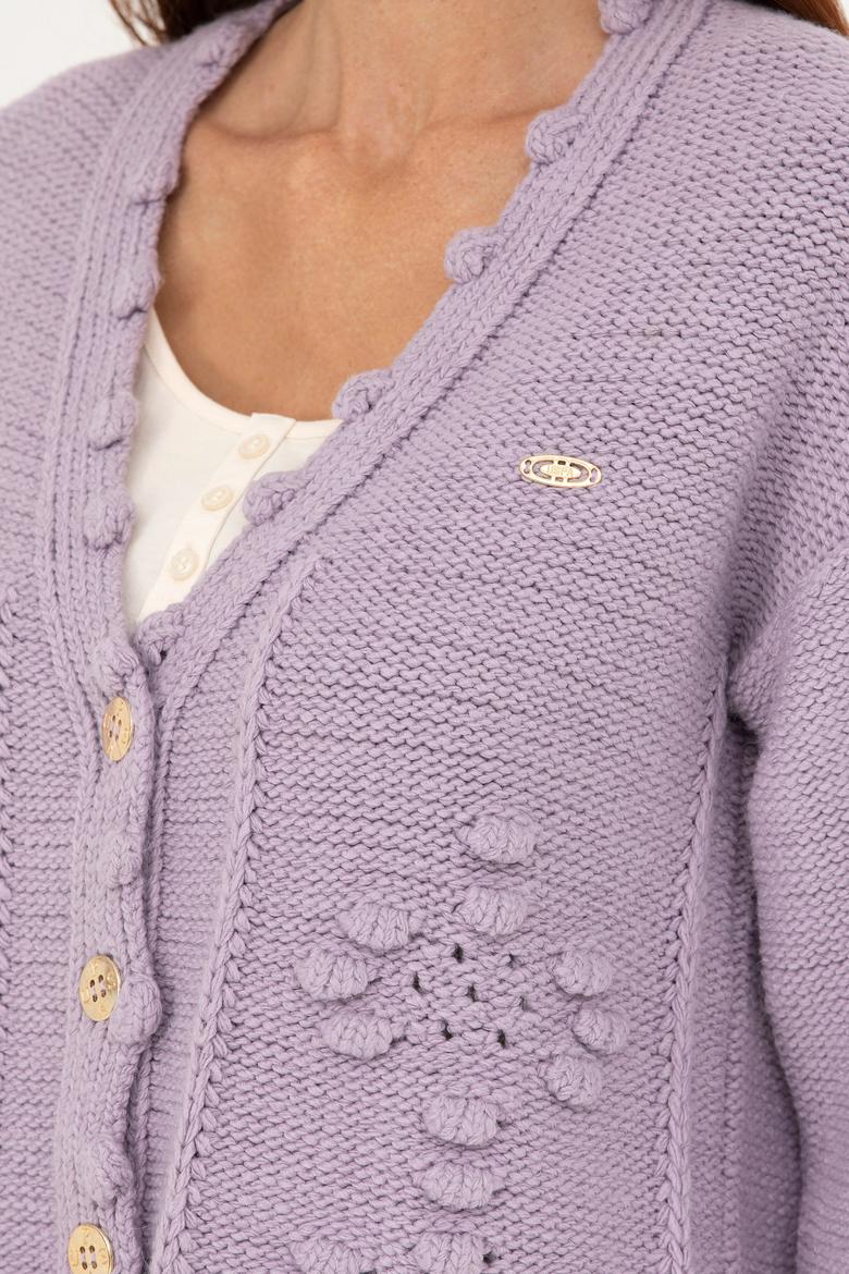 Kadın Lila Triko Hırka - 50270457024