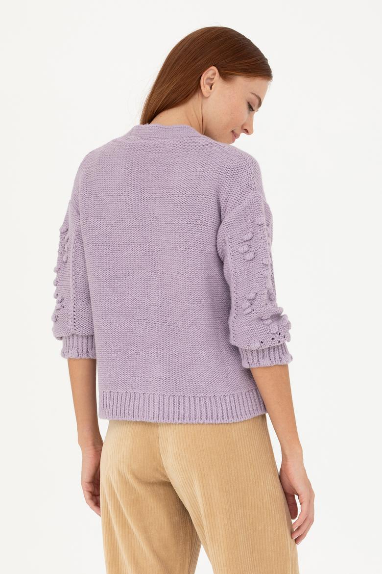 Kadın Lila Triko Hırka - 50270457024