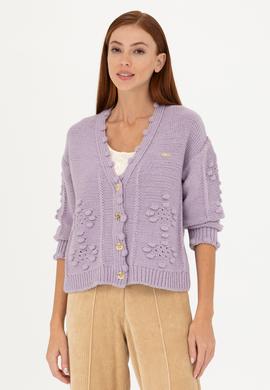 Kadın Lila Triko Hırka - 50270457024