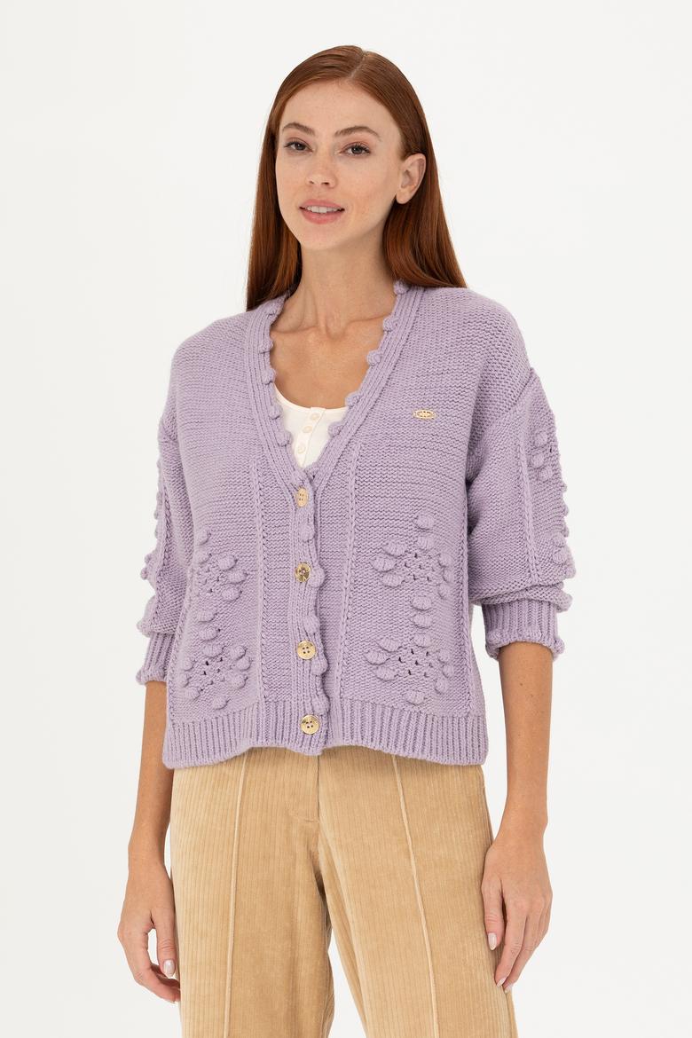 Kadın Lila Triko Hırka - 50270457024