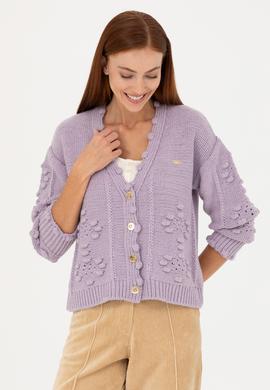 Kadın Lila Triko Hırka - 50270457024