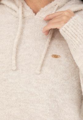 Kadın Krem Kapüşonlu Kazak - 50270445013