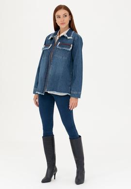 Kadın Koyu Mavi Jean Gömlek - 50271193002
