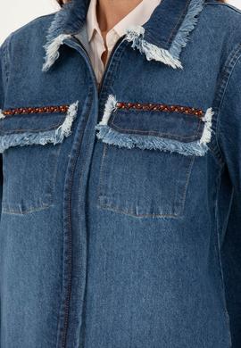 Kadın Koyu Mavi Jean Gömlek - 50271193002