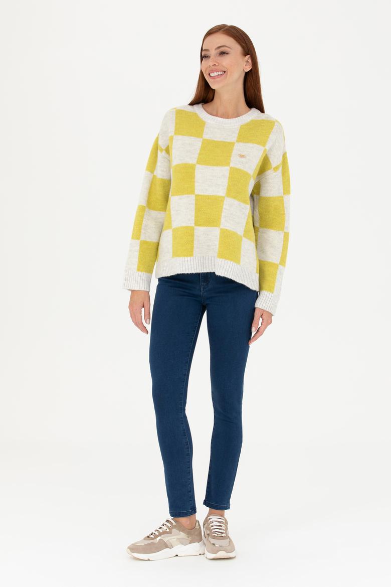 Kadın Fıstık Yeşili Bisiklet Yaka Kazak - 50270426001