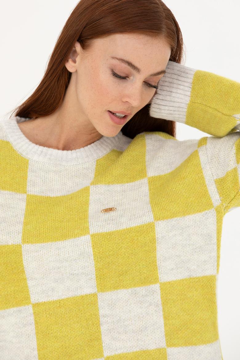 Kadın Fıstık Yeşili Bisiklet Yaka Kazak - 50270426001