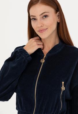 Kadın Lacivert V Yaka Sweatshirt - 50271608006