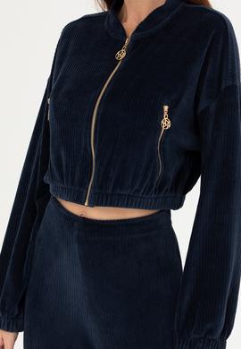 Kadın Lacivert V Yaka Sweatshirt - 50271608006