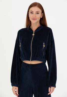 Kadın Lacivert V Yaka Sweatshirt - 50271608006