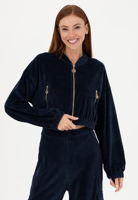 Kadın Lacivert V Yaka Sweatshirt - 50271608006