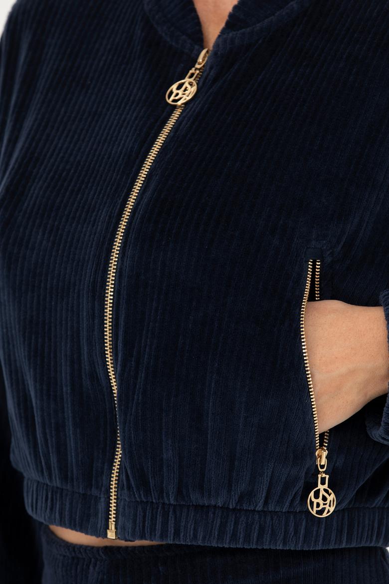 Kadın Lacivert V Yaka Sweatshirt - 50271608006