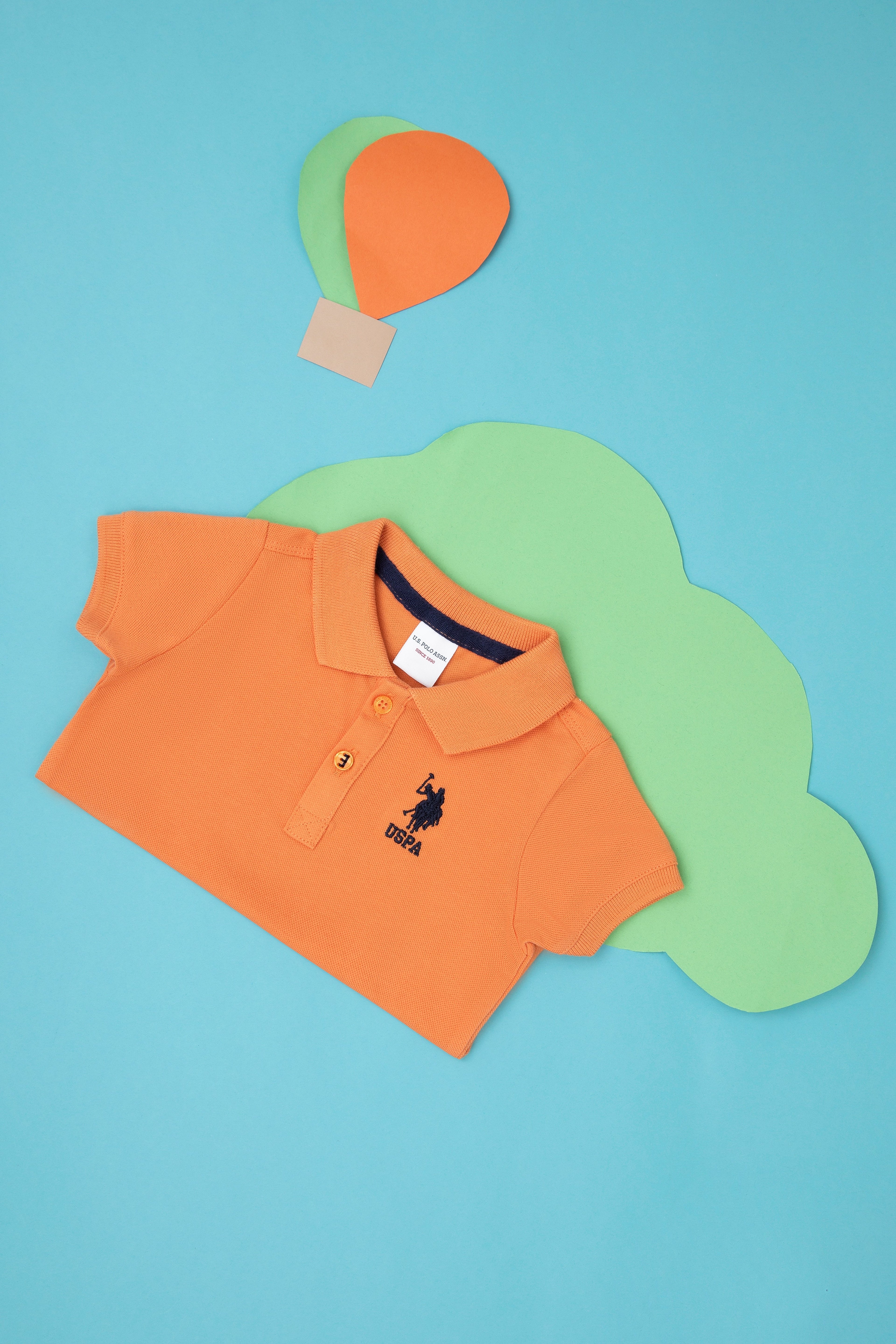 Erkek Bebek Turuncu Basic Polo Yaka Tişört - Image 1