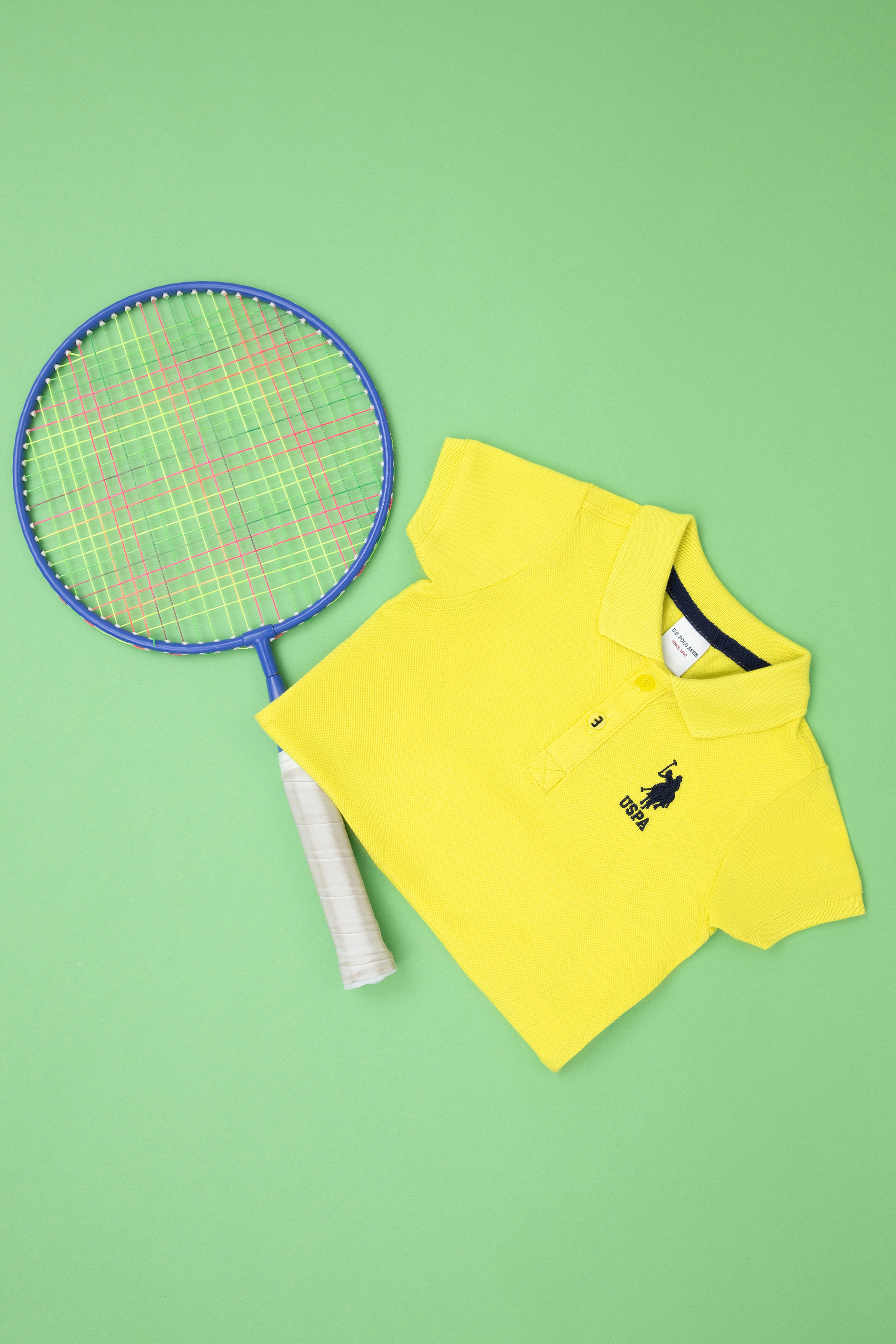 Erkek Bebek Neon Sarı Basic Polo Yaka Tişört - Image 1