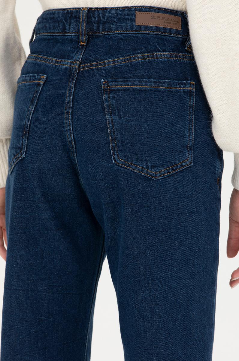Kadın Koyu Mavi Mom Hight Waist Fit Jean Pantolon