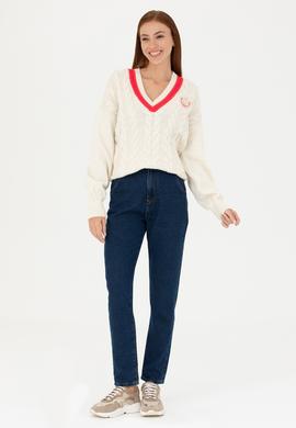 Kadın Koyu Mavi Mom Hight Waist Fit Jean Pantolon - 50272850002