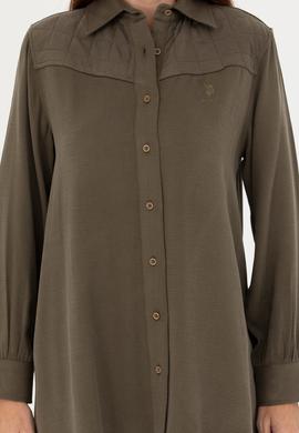 Kadın Haki Uzun Kollu Gömlek - 50271426012